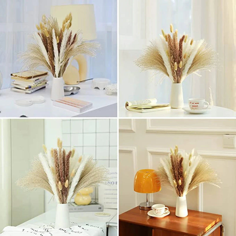 Fluffy Pampas Dried Flowers Bouquet Home Decor Natural Bunny Rabbit Tail Grass Artifical Flower Wedding Party Decoration