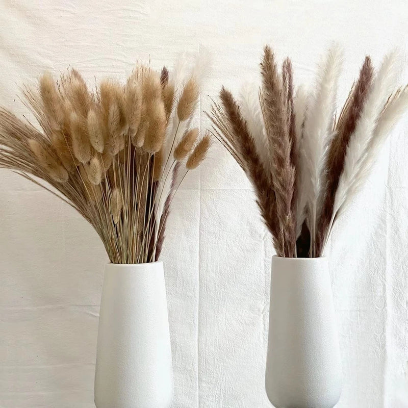 Fluffy Pampas Dried Flowers Bouquet Home Decor Natural Bunny Rabbit Tail Grass Artifical Flower Wedding Party Decoration